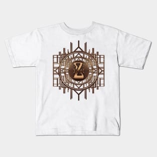 z letter in golden jugendstil art deco design in elegant vintage alphabet monogram style Kids T-Shirt